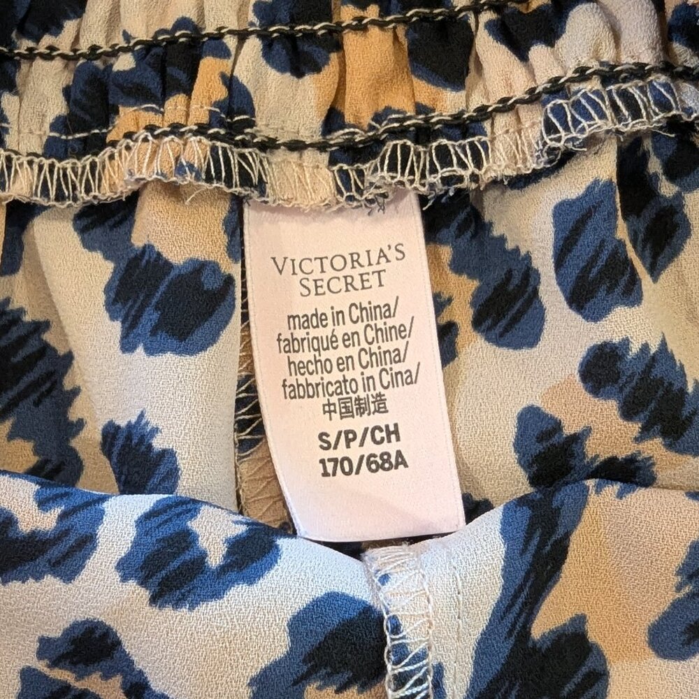 VICTORIA'S SECRET 2-Piece Harem Pants Crop Top Set S Animal Print Tan Navy - Picture 11 of 14
